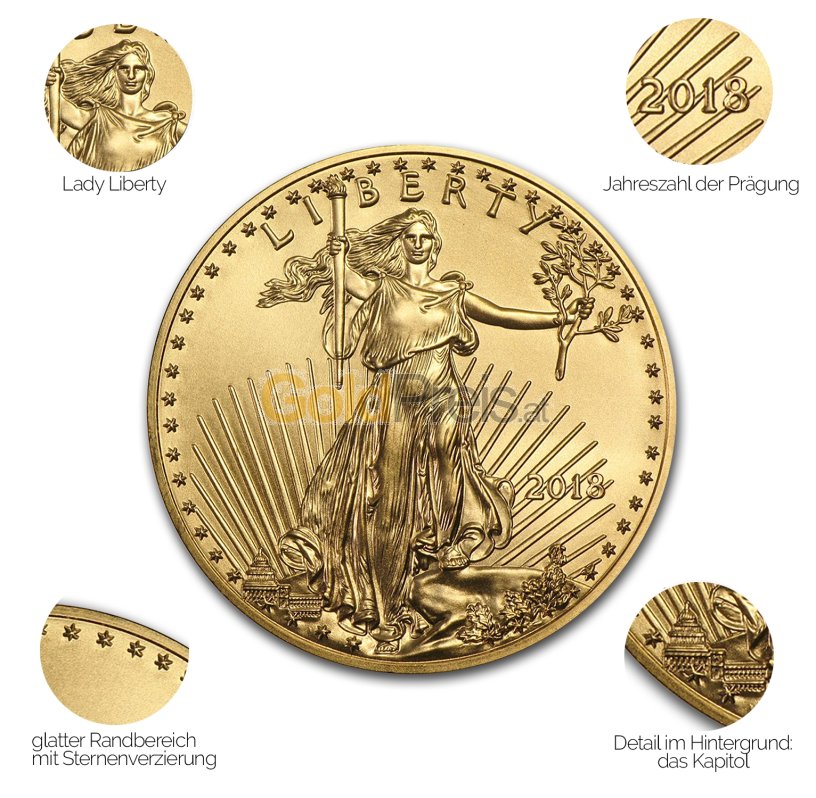Goldmünze American Eagle - Details des Revers