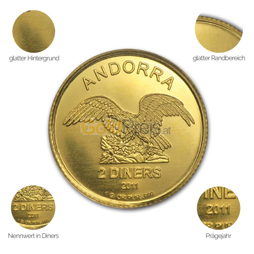 Goldmünze Andorra Eagle - Details des Avers