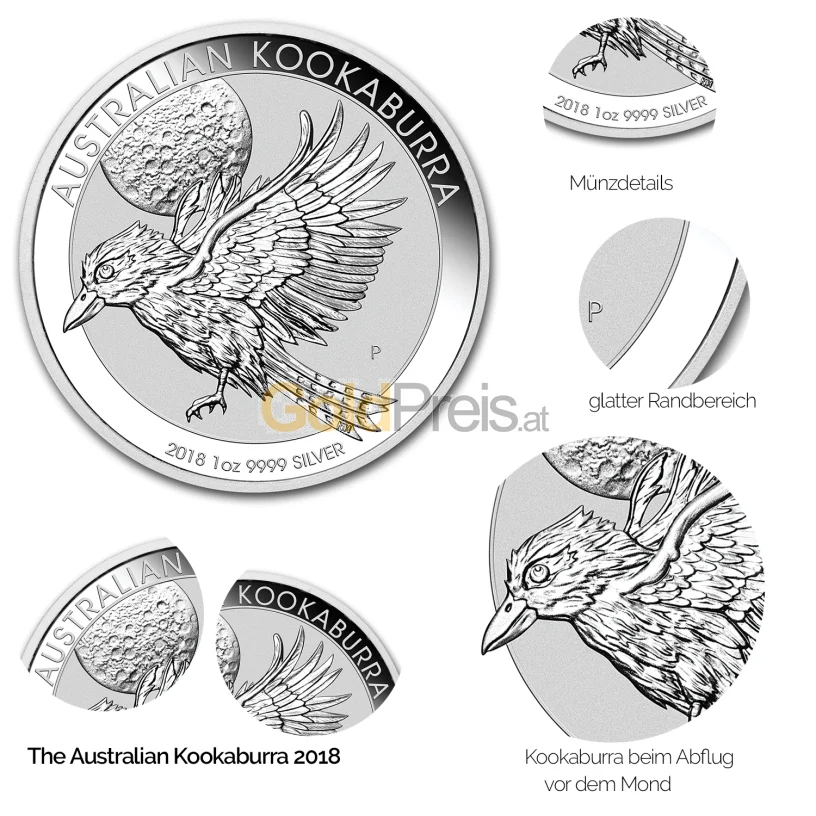 Details der Silbermünze Kookaburra 2018