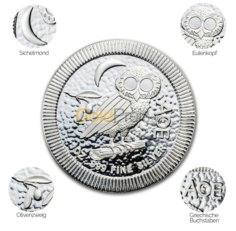 Silbermünze Eule von Athen - Details des Revers