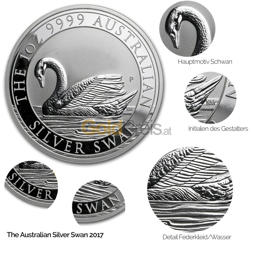 Details der Silbermünze Schwan 2017