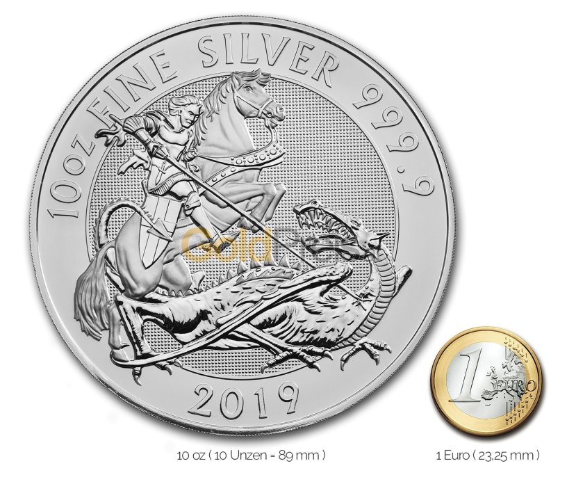 Größenvergleich Valiant Silbermünze mit 1 Euro-Stück