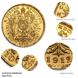 Nachprägung 10 Kronen Goldmünze Avers