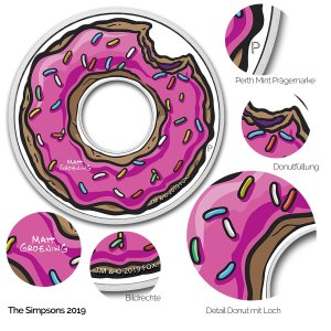 The Simpsons Silbermünze: 2019 Donut