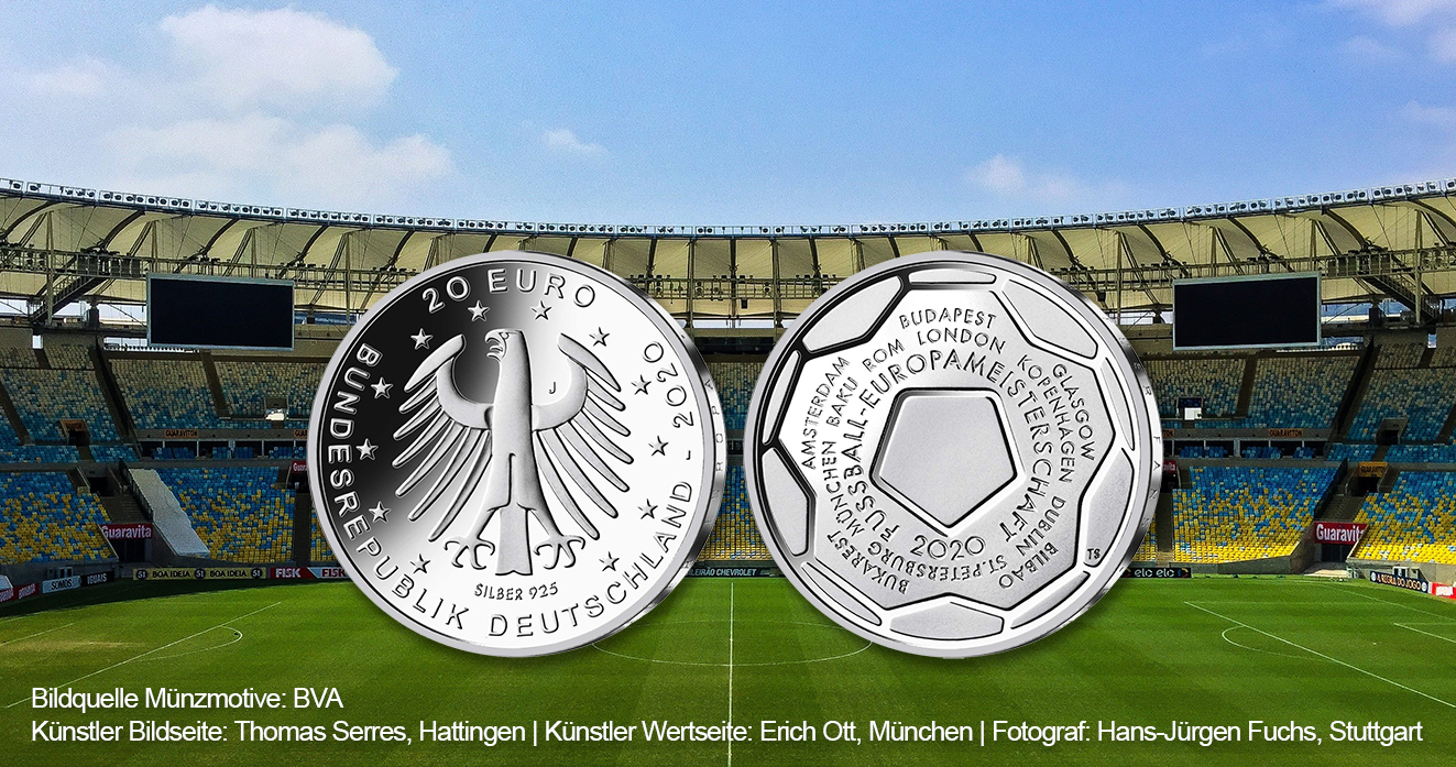 Nun erhältlich: Silbermünze 20 Euro Fußball-EM 2020